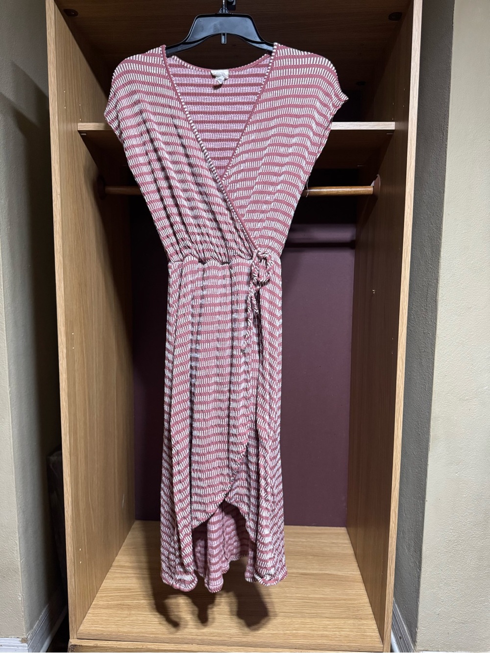 Caution to the Wind Striped Wrap Midi Dress Size Medium